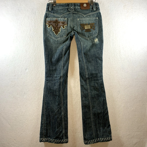 Antik Denim Womens Y2K Designer Jean Sz 27 Low Rise Bootcut Distressed USA Made - Picture 1 of 16